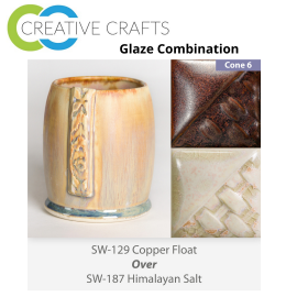 Copper Float SW-129 over Himalayan Salt SW-187 Stoneware Glaze Combination